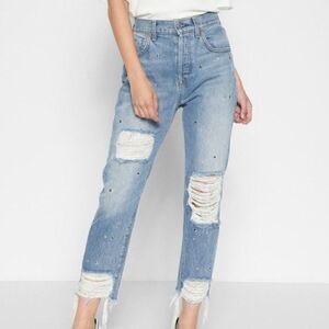 7 For All Mankind Josefina Boyfriend Studded High Rise Distressed